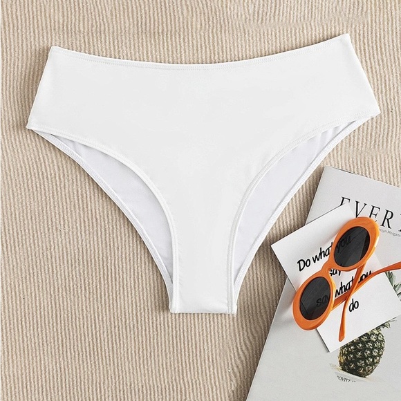 White High Waist Bikini Bottoms - Picture 2 of 7